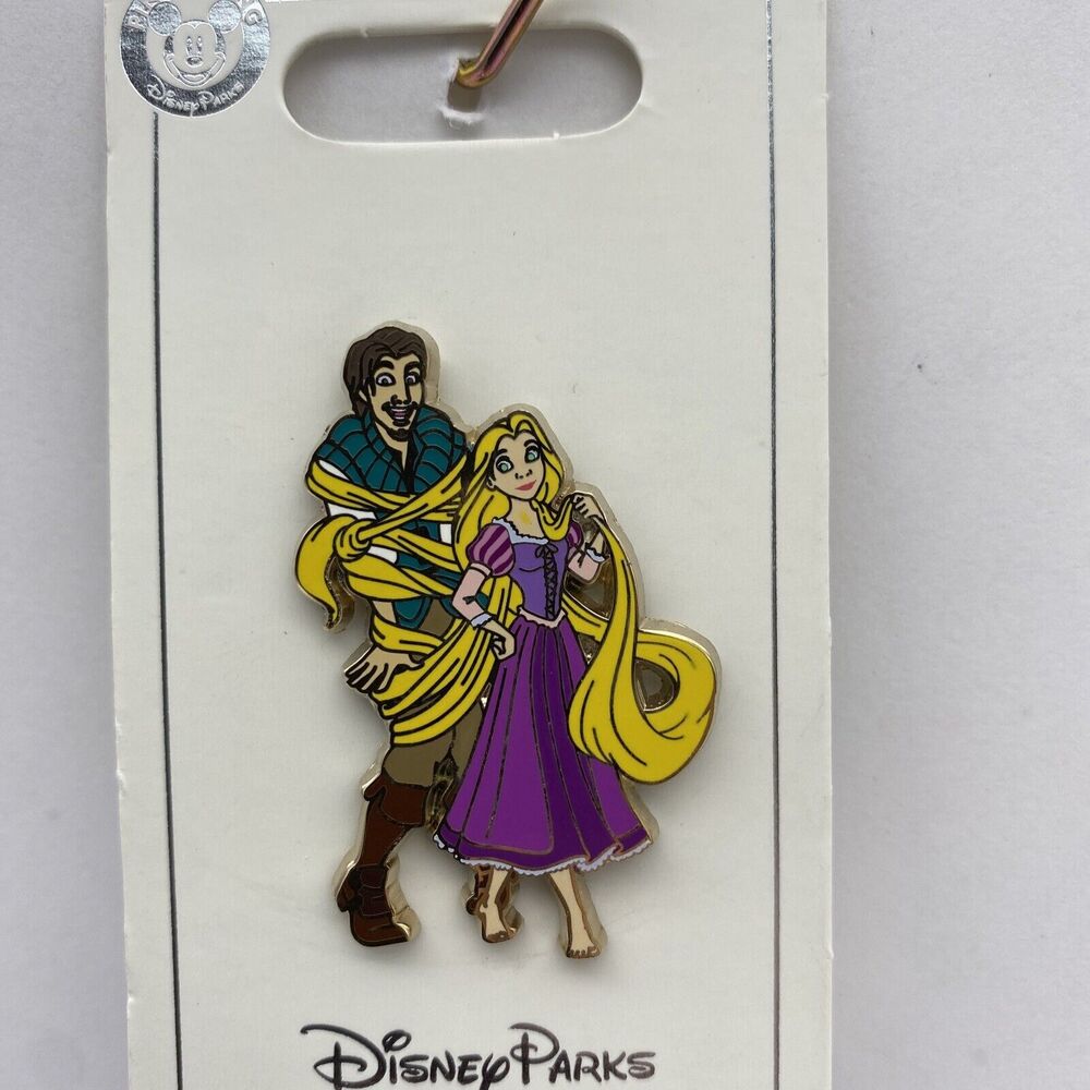 Disney Parks Pin Rapunzel and Flynn Rider Tangled in Hair Princess Trading Pin
